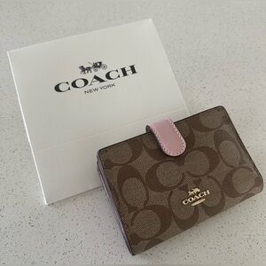 Coach Signature Brown and Pink Wallet